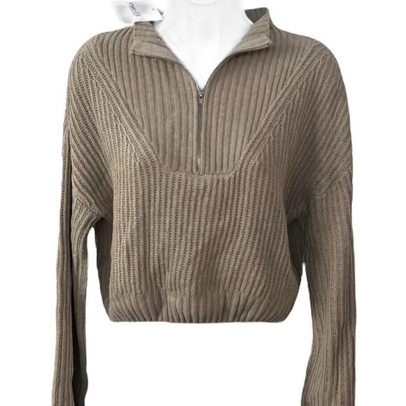 Rue21 Women's 1/4 Zip Cable Knit Sweater Beige Lightweight Semi-Cropped … - Picture 1 of 15